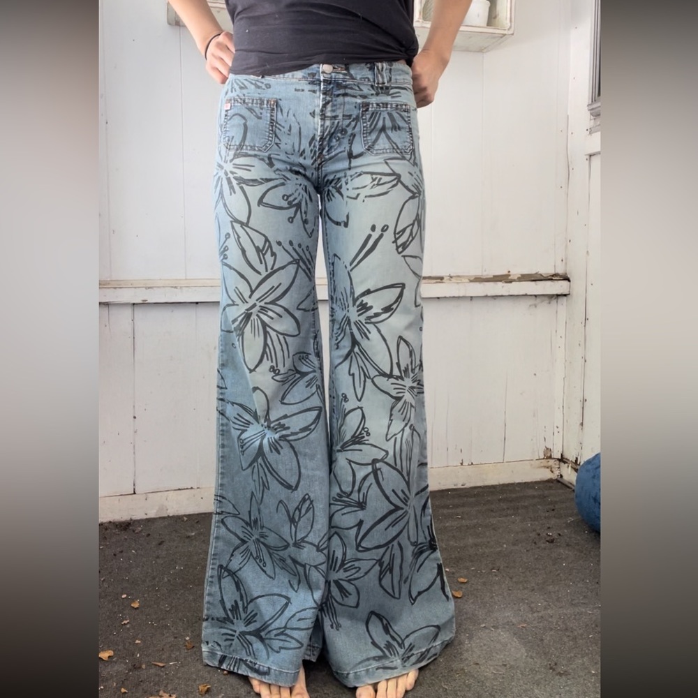 Miss sixty wide leg flower jeans